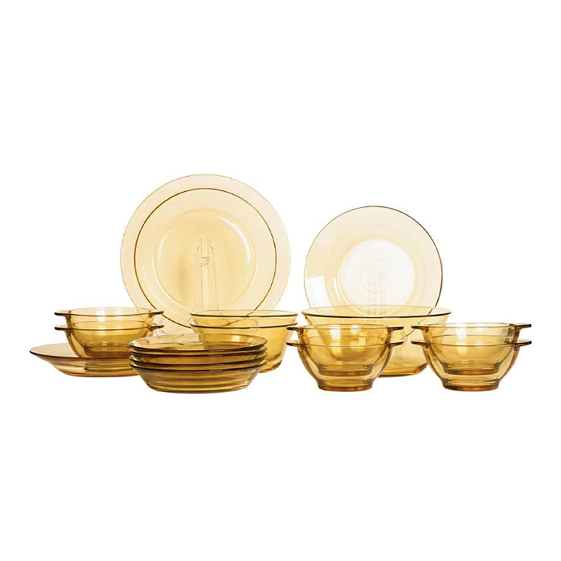 康宁PYREX餐具Shiny晶耀系列玻璃餐具16a件组PX-SY16A/HP（单位：套） 琥珀色